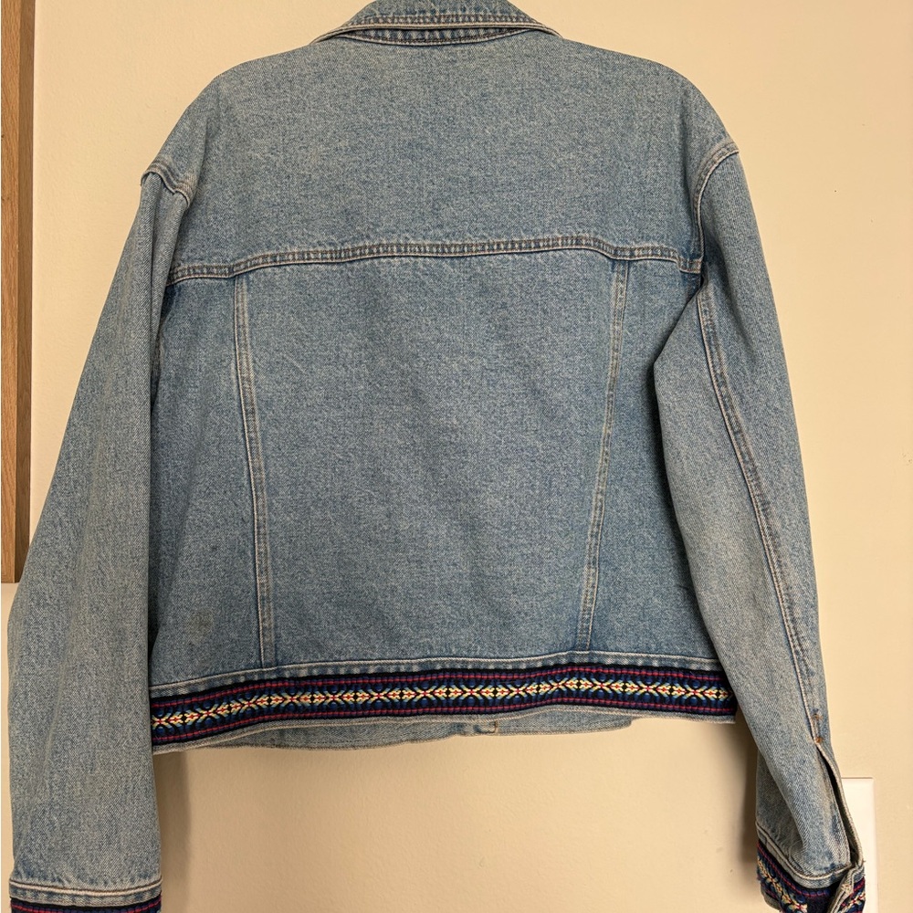 Vintage Coastal cowboy Adriana oversized denim jacket with colorful hem - Picture 4 of 6